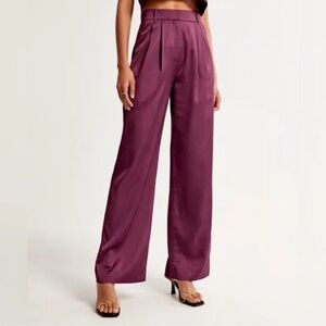 Abercrombie Maroon Satin Trousers